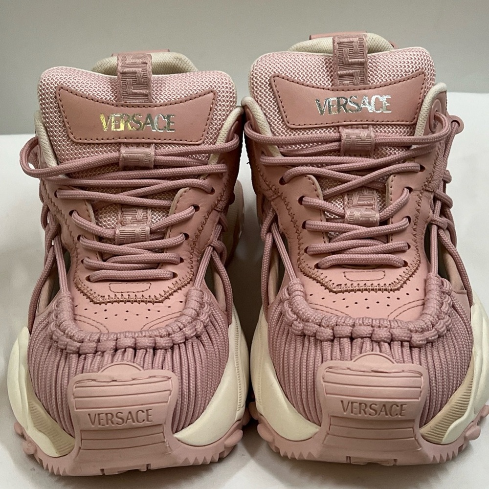 Versace women's Grecca pattern colorblock chunky sneakers pink size 35.5 / 5.5